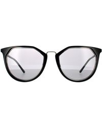 Calvin Klein - Round Black Grey Sunglasses - Lyst