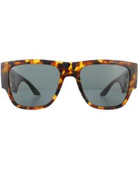 Versace - Rectangle Havana Dark Grey Sunglasses - Lyst