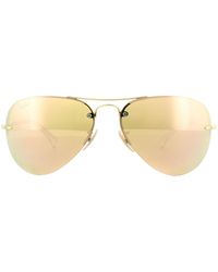 Ray-Ban - Aviator Gold Copper Mirror Sunglasses - Lyst
