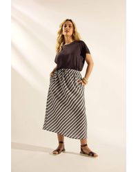 Yours - Linen Look Stripe Skirt - Lyst