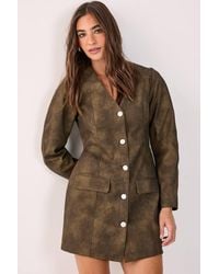 Nasty Gal - Cocoon Sleeve Faux Leather Blazer Mini Dress - Lyst