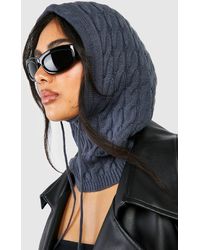 Boohoo - Cable Knit Hood Snood - Lyst