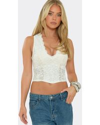 EGO - Sleeveless Plunging Neckline Lace Top - Lyst