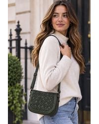 Ashwood Leather - Leather Woven Design Flapover Crossbody Bag With Adjustable Strap - Lyst