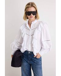 WOVCOR - Ruffle Detail Boho Long Sleeve Shirt - Lyst