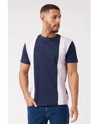 Burton - Navy Colour Block Stripe T-shirt - Lyst