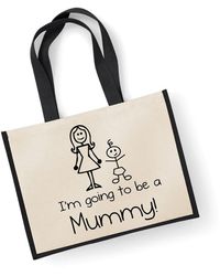 60 SECOND MAKEOVER - Large Jute Bag I'm Going To Be A Mummy Black Bag New Mum - Lyst