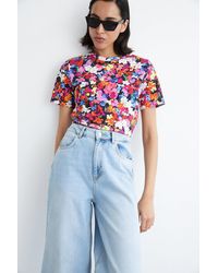 Warehouse - Multi Coloured Floral Print T-shirt - Lyst