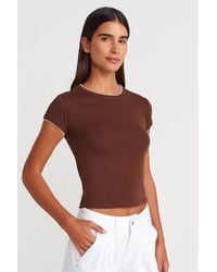 Dilvin - Slim Fit Cotton Crop T-Shirt - Lyst