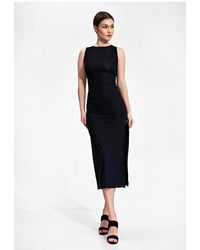 Love Lace - Fitted Stretch Midi Dress Deep Tie Back - Lyst