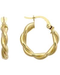 Jewelco London - 9Ct Plain Twisted Double Interlocked 3Mm Hoop Earrings 15Mm - Lyst