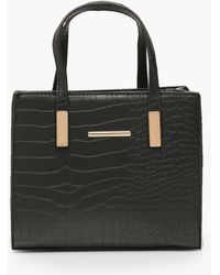 Boohoo - Croc Handle Suedette Structured Tote Bag - Lyst