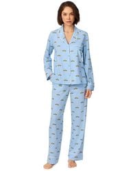 DKNY - Long Sleeve Notch Top & Pant Sleep Set - Lyst