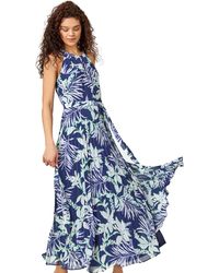 Roman - Sleeveless Palm Print Pleated Maxi Dress - Lyst