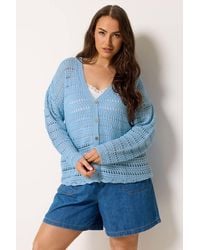 Yours - Pointelle Knit Cardigan - Lyst