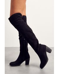 MissPap - Over The Knee Faux Suede Heeled Boots - Lyst