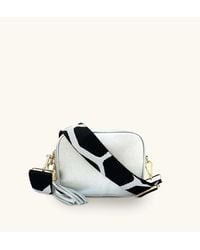 Apatchy London - Silver Leather Crossbody Bag With Black & White Giraffe Strap - Lyst