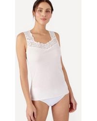 DAMART - Sleeveless Thermolactyl T-Shirt Lace Trim Regular Length Jersey - Lyst