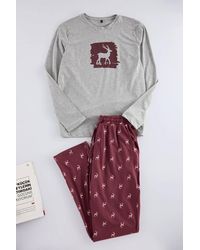 WOVCOR - 2 Piece Deer Printed Regular Fit Knit Pyjama Set - Lyst