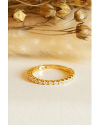 MUCHV - Gold Thin Ring For Stacking With Scalloped Round Stones - Lyst