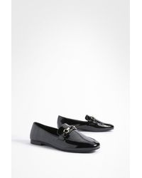 Boohoo - Wide Fit Round Toe Single Bar Trim Loafers - Lyst