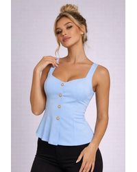 Stylewise - Button Down Peplum Top - Lyst