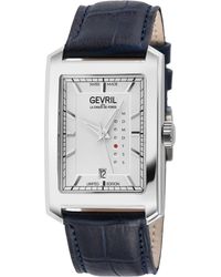 Gevril - Manhattanhenge Swiss Made Automatic, Day Date, Eta 2636-2 Genuine Handmade Italian Blue Leather Strap With Tang Buckle - Lyst