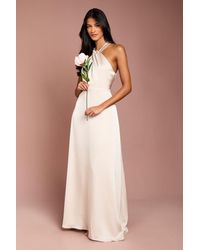 Coast - Honoured Petite Twist Halterneck Satin Maxi Bridesmaid Dress - Lyst