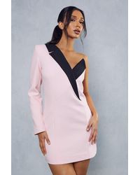 MissPap - One Shoulder Contrast Tailored Blazer Dress - Lyst