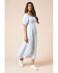 Dorothy Perkins - Petite Shirred Bodice Trim Detail Midaxi Dress - Lyst