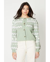 Oasis - Button Front Print Sleeve Cardigan - Lyst