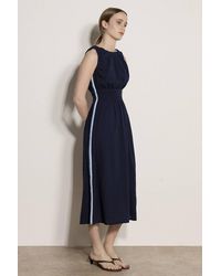 Apricot - Crochet Trim Smocked Cotton Midi Dress - Lyst