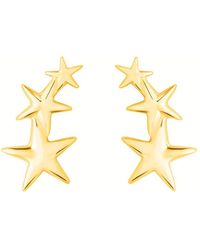 Simply Silver - Gold Plated Sterling Silver 925 Mini Star Climber Earrings - Lyst