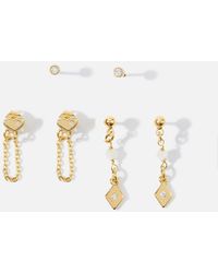 Accessorize - Gold-plated Mini Heart And Facet Drop Earring Set - Lyst