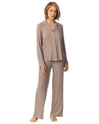 DKNY - Long Sleeve Notch Top & Pant Sleep Set - Lyst