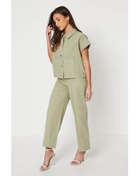 Oasis - Petite Twill Front Seam Straight Leg Trousers - Lyst
