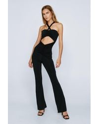 Nasty Gal - Slinky Halter Neck Cut Out Jumpsuit - Lyst
