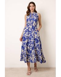 Blue Vanilla - Elasticated Waist Sleeveless V-Neck Maxi Dress - Lyst