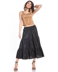 Love Lace - Long Airy Cotton Skirt With Elastic Waist - Lyst