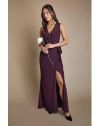 Coast - V Neck Wrap Detail Crepe Maxi Bridesmaid Dress - Lyst