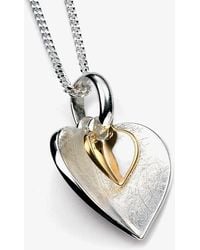 T.H.Baker - Sterling Two-Tone Double Heart Necklace P3791 N2326 - Lyst
