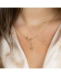 The Colourful Aura - Long Slim Moon Star Drop Y Shape Moon Interlock Lariat Necklace - Lyst