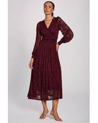 Jolie Moi - Long Sleeve Printed Lace Maxi Dress - Lyst