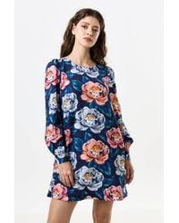 Louche - Didee Peonies Long Sleeve A-Line Mini Dress - Lyst