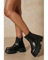 MissPap - Croc Chunky Chelsea Ankle Boots - Lyst