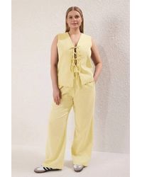 WOVCOR - Lace Up Detail Sleeveless Top & Wide Leg Trouser Co-Ord Set - Lyst