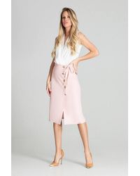 Love Lace - Midi Wrap Skirt With Side Zip Buttons Belt - Lyst