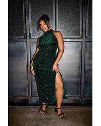 Yours - Velvet Sequin Halterneck Maxi Dress - Lyst
