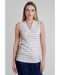 Enorsia - Metallic V-Neck V Back Tops - Lyst