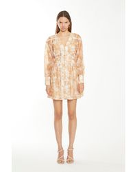 Shnoo - Button Front Puff Sleeve Mini Dress - Lyst